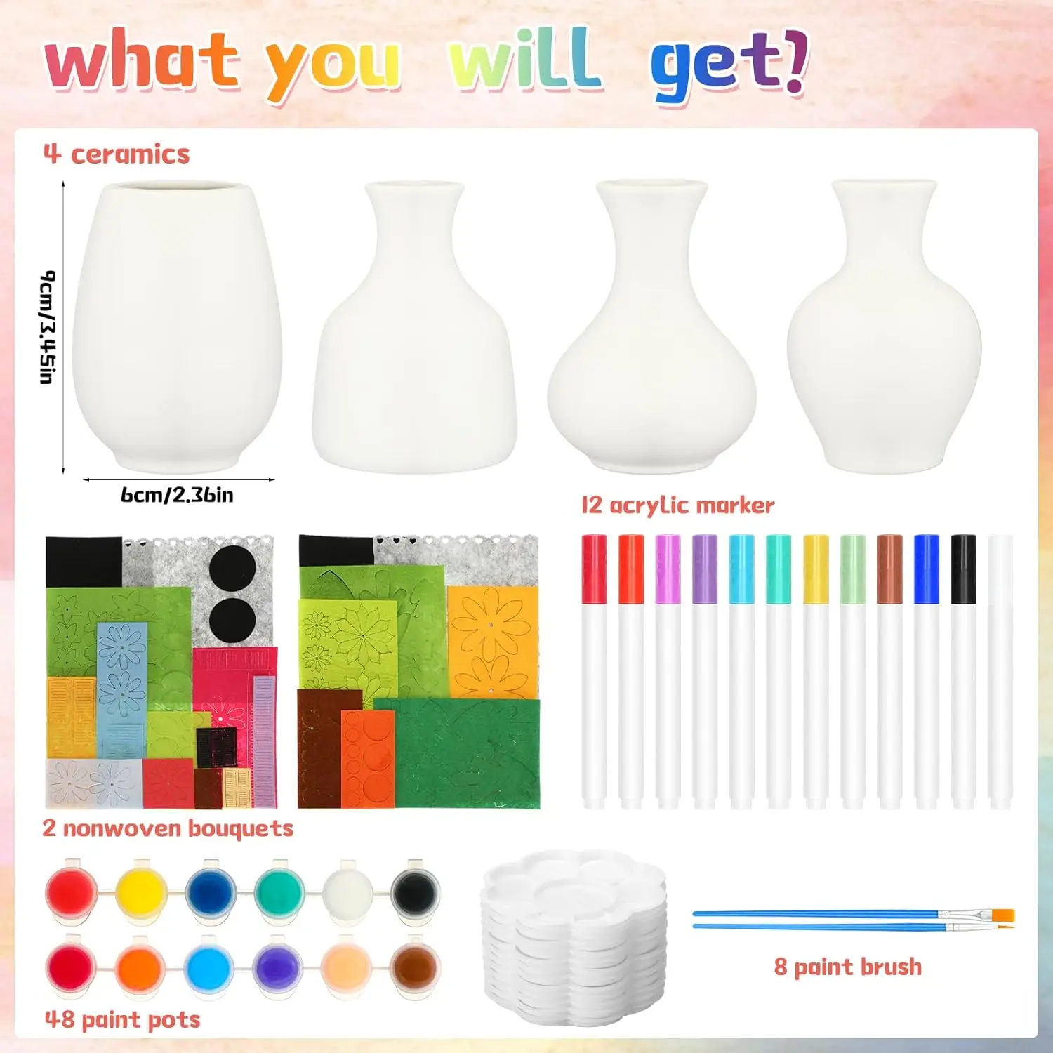 Wholesale Blank Model Diy Vase Hand Painted Ceramic Vase for Kids Home Table Decor