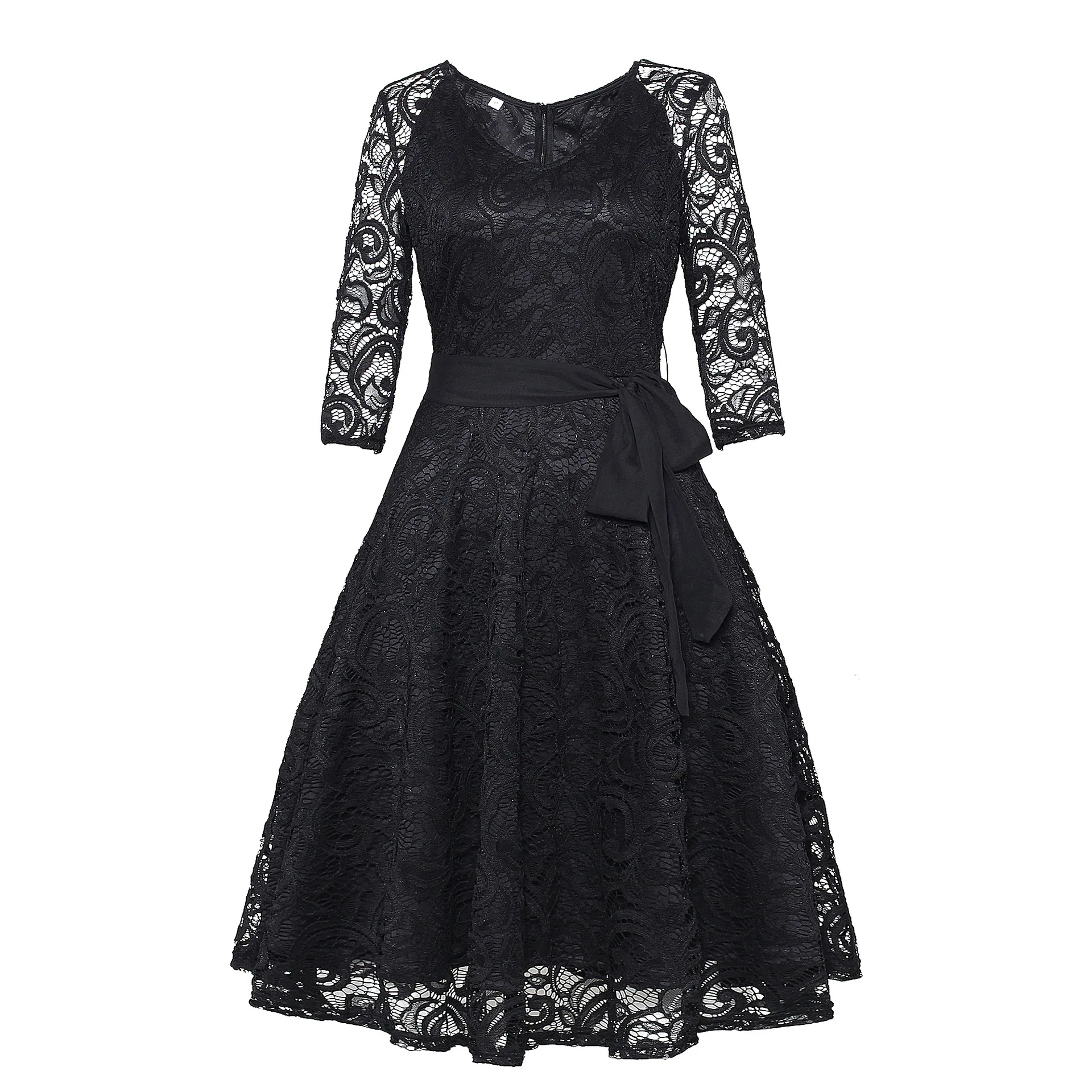 Wholesale Cheap British Fashion brand  Ladies  Vintage Sweet Party V neck Lace Maxi Dress for women