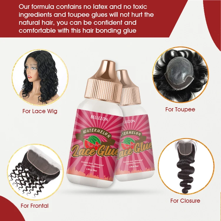 Bellezon Lace Glue Waterproof Sweat Resistant Watermelon Scent Super Hold Lace Glue Adhesive