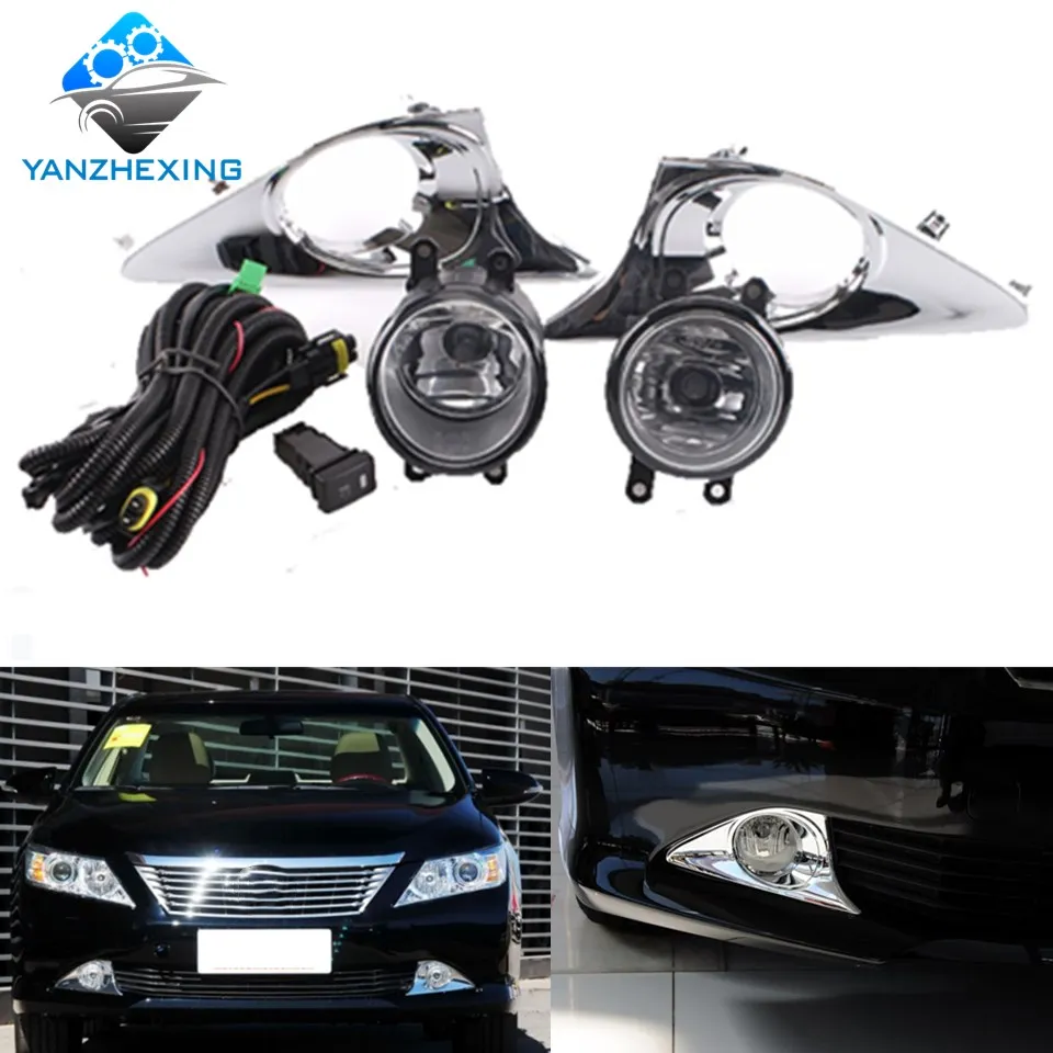 Front Bumper Fog Light Led Angel Eye Fog Lamp Set For Toyota Camry Aurion 2012-2014 Wiring Switch with Halogen Bulb H11 55W