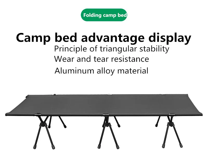 Custom Adjustable Lightweight Reliable Foldable Outdoor Aluminum Camping Bed For Vacation