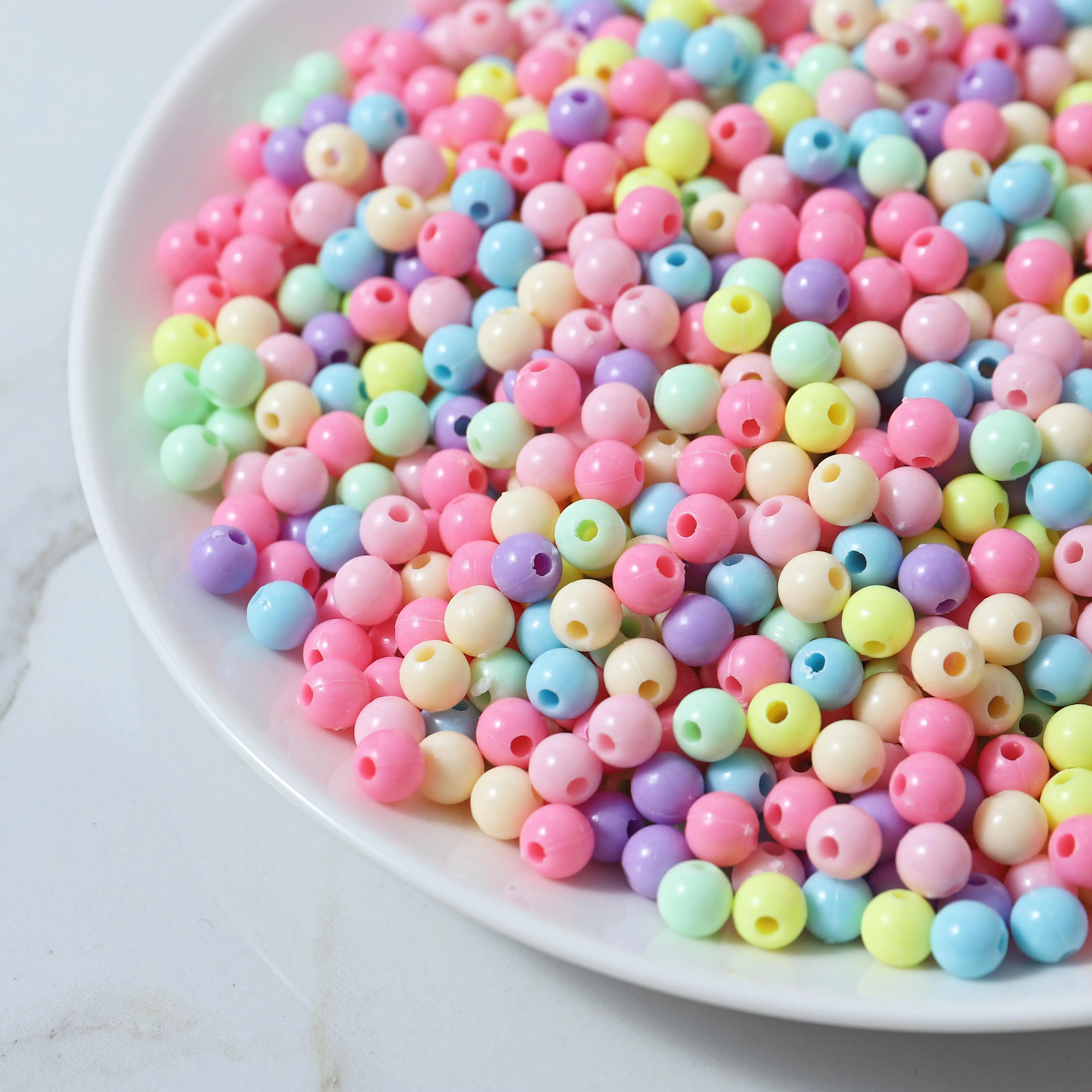 Пластиковые бусины россыпью карамельного цвета, 6 мм, круглые бусины, оптовая продажа, детский браслет, сумка, материалы «сделай сам»