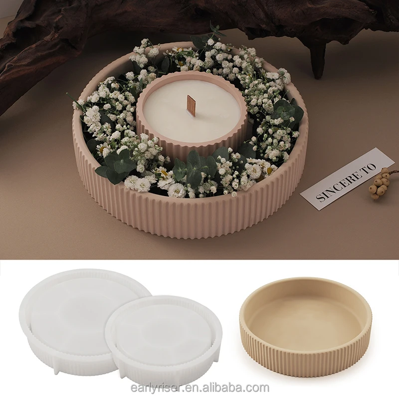 Early Riser Silicone Bowl Mold Round Container Resin Concrete Mold for Bowls Flowerpot Plant Cement Plaster Silicone Mold