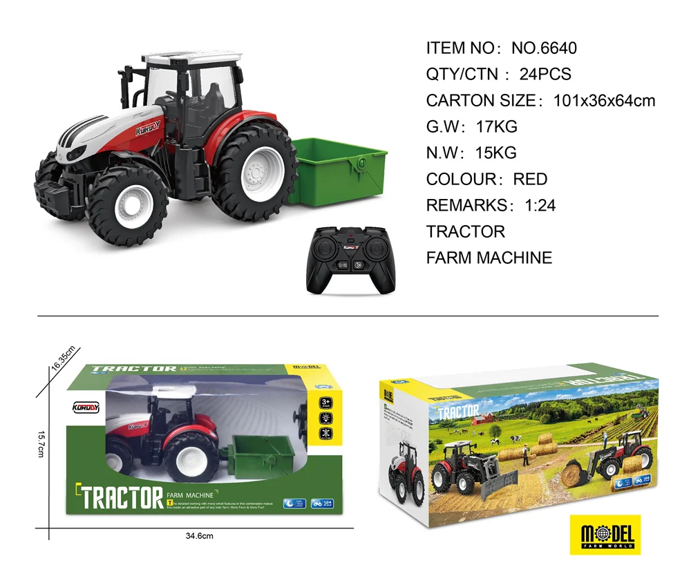 Factory Price Rc Harvester Model Car Plastic Farmer Remote Control Tractor Farm Toys For Boys