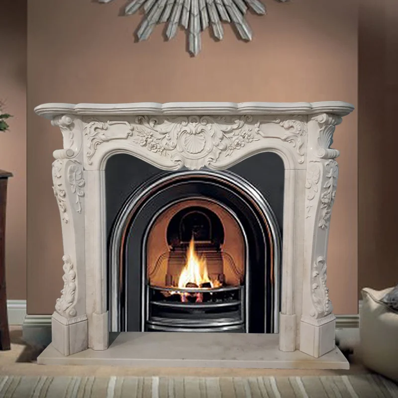 Antique Chinese Freestanding Marble Stone Arched Classic Fireplaces Mantels Surround Frame Mantles