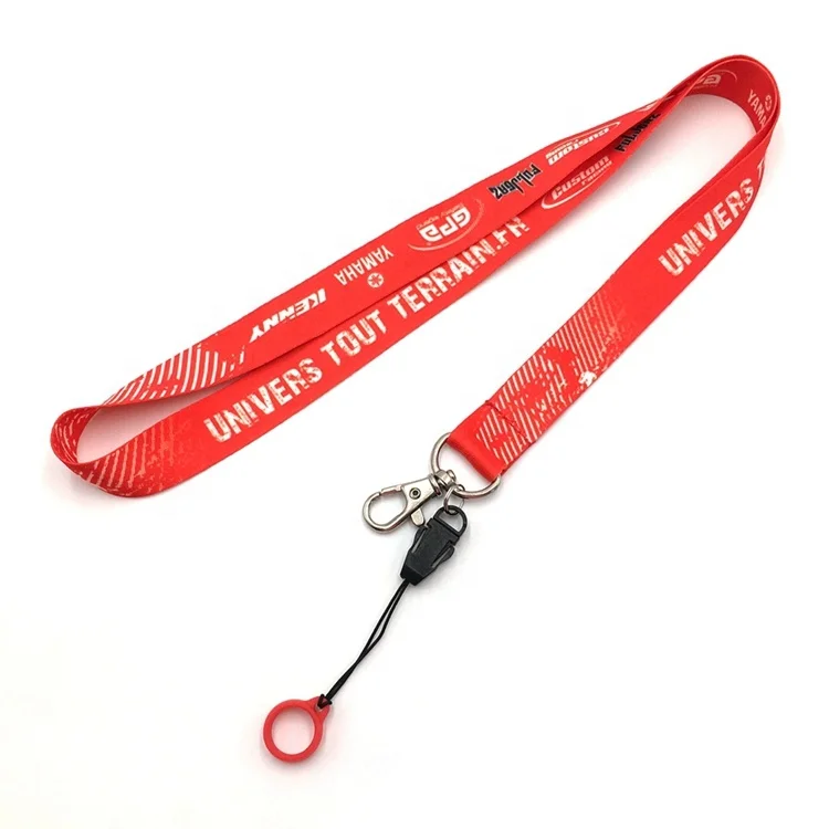 
Fancy printed polyester pen holder rubber ring neck lanyard with custom logo 