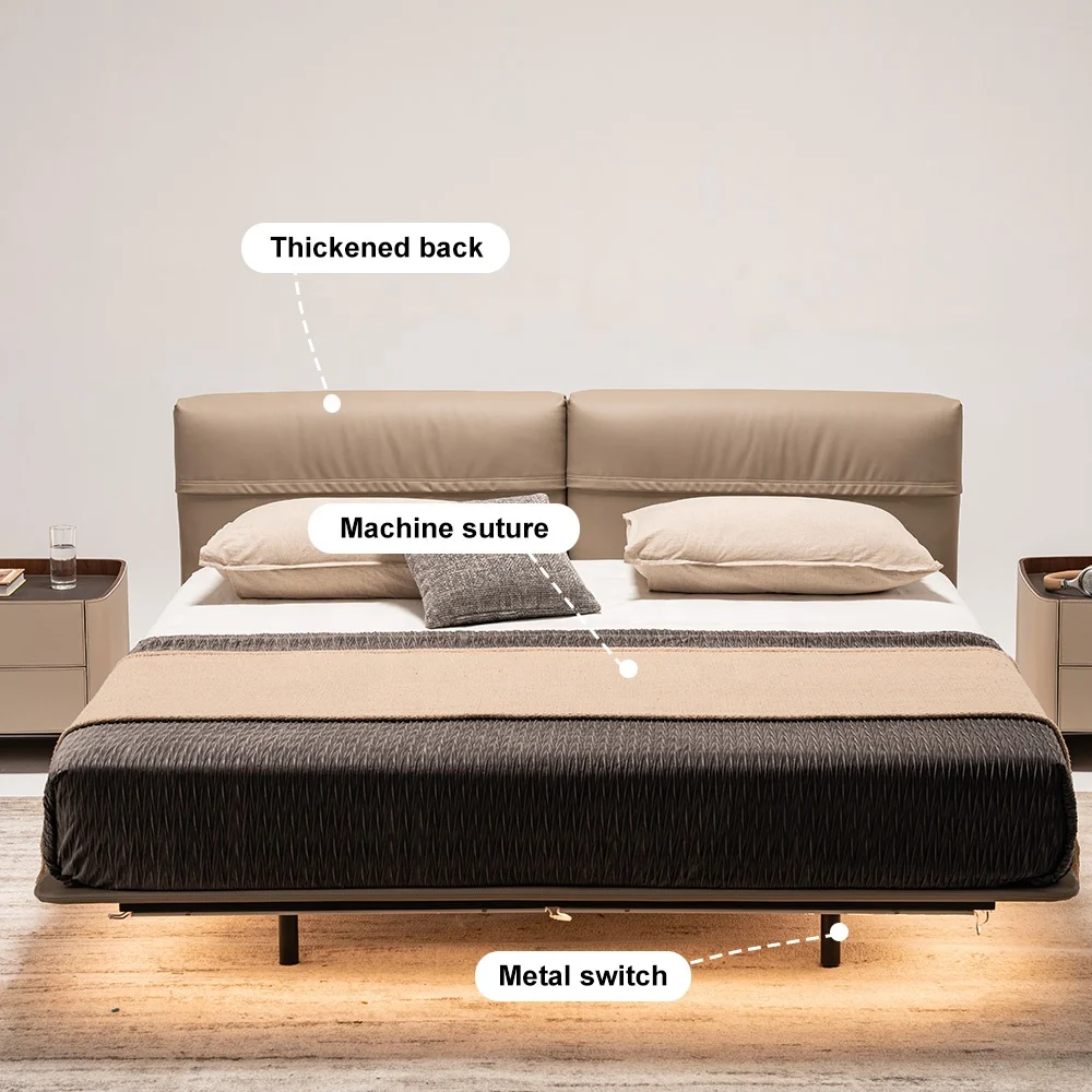 Wholesale Cheap Wooden King Size Double Bed Leather Headboard Master Room Luxury Full Mdf Modern Bedroom Furniture Set