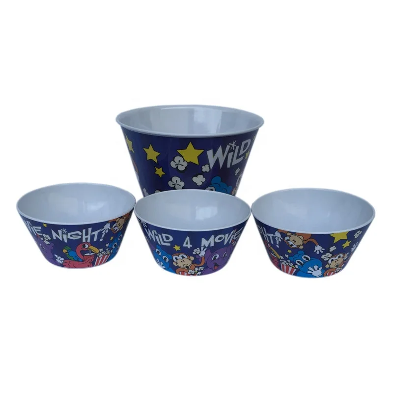 Пластиковые контейнеры для попкорна многоразовый Меламиновый круглый бак пластиковый