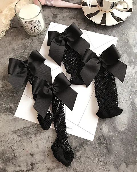 8 Colors Summer Breathable Women Girls Ruffle Bow Fishnet Ankle High Socks Mesh Lace Fish Net Short Socks With Ribbon Bow