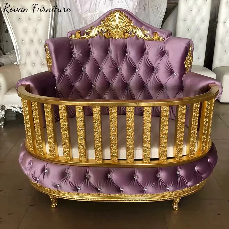 Gold luxury royal soft chairs for prayer leather velvet throne chair