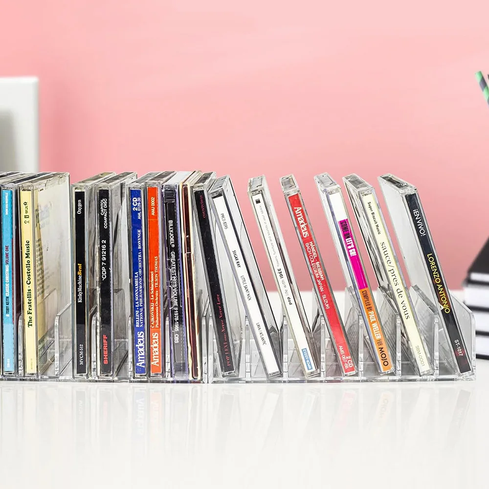 Прозрачная акриловая стойка для хранения винила и CD органайзер музыкальных коллекций дома или в офисе