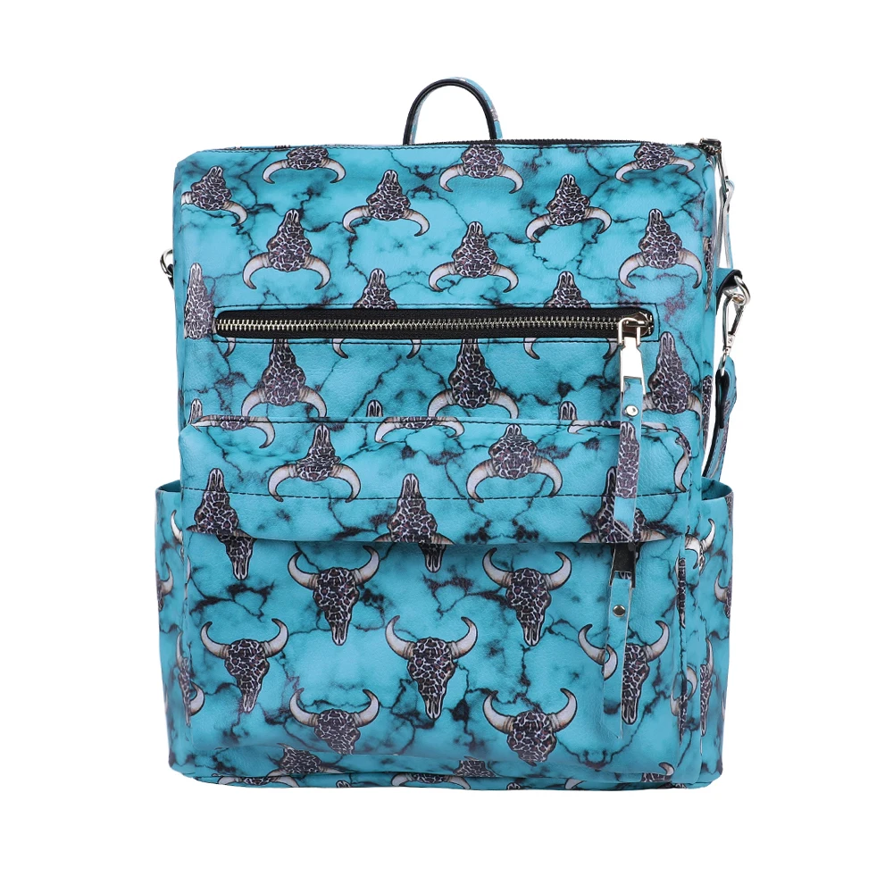 Западные бирюзовый с леопардовым принтом оленя класса люкс ручной работы, изготавливаемая на заказ, для колледжа для девочек Школьный рюкзак для женщин повседневные Pu кожаный рюкзак для женщин