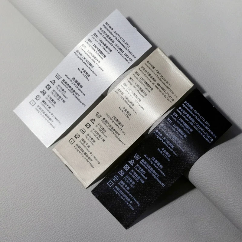 Garment accessories satin print labels custom logo design garment labels clothing woven wash care label roll