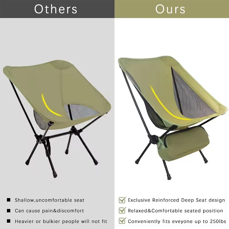 7075 Aluminum Frame Portable Camping Chair Manufacturers Wholesale Camping Beach Fishing Moon Chairs