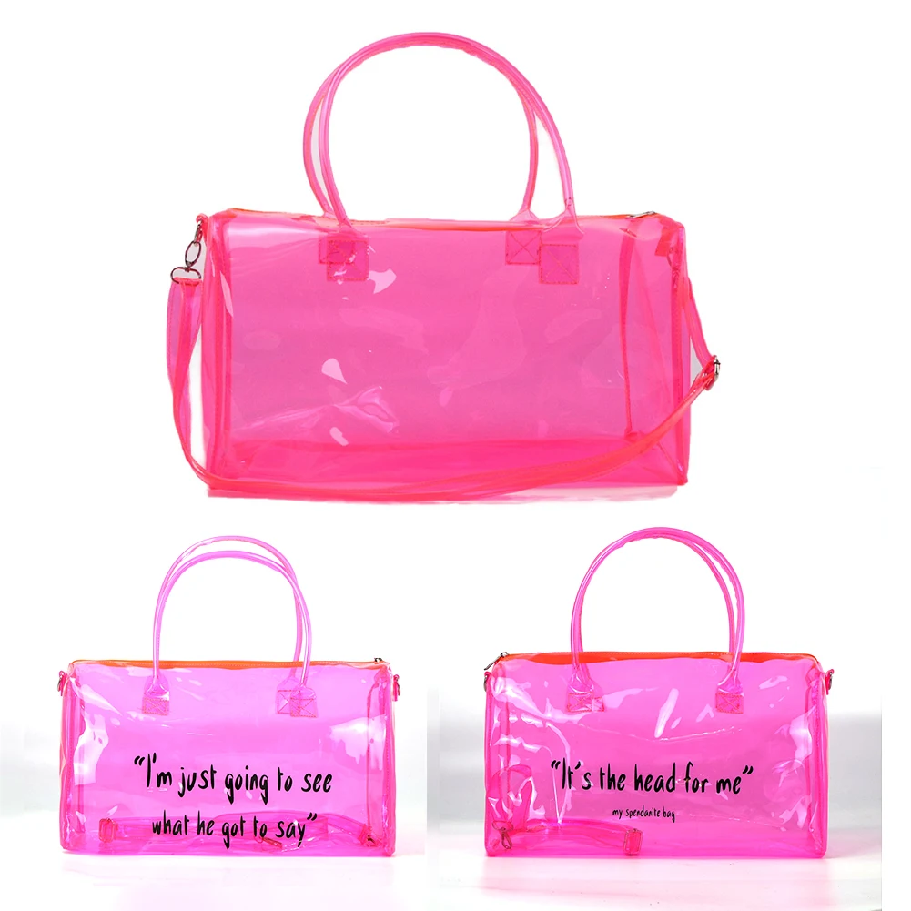 
Custom Clear Overnight Tote Spend A Night Handbag Gym Bag Pvc Transparent Colorful Silicone Jelly Make Up Holographic Duffle Bag 