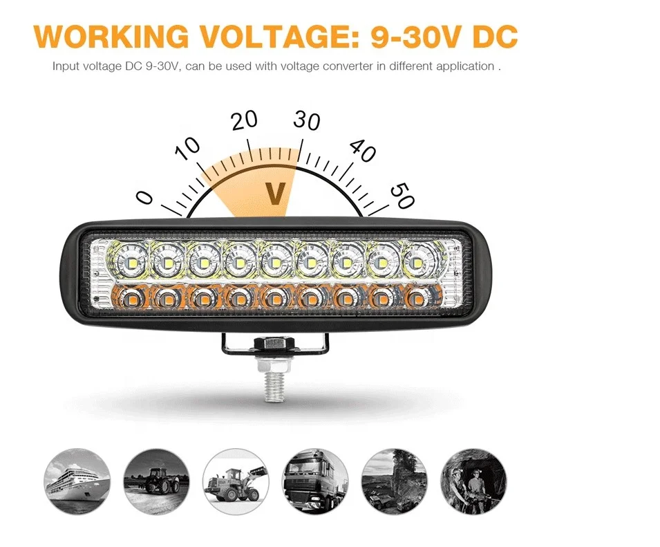 12v 24v 36v 54w car truck led work lights 2colors car off road light bar running light work lamp