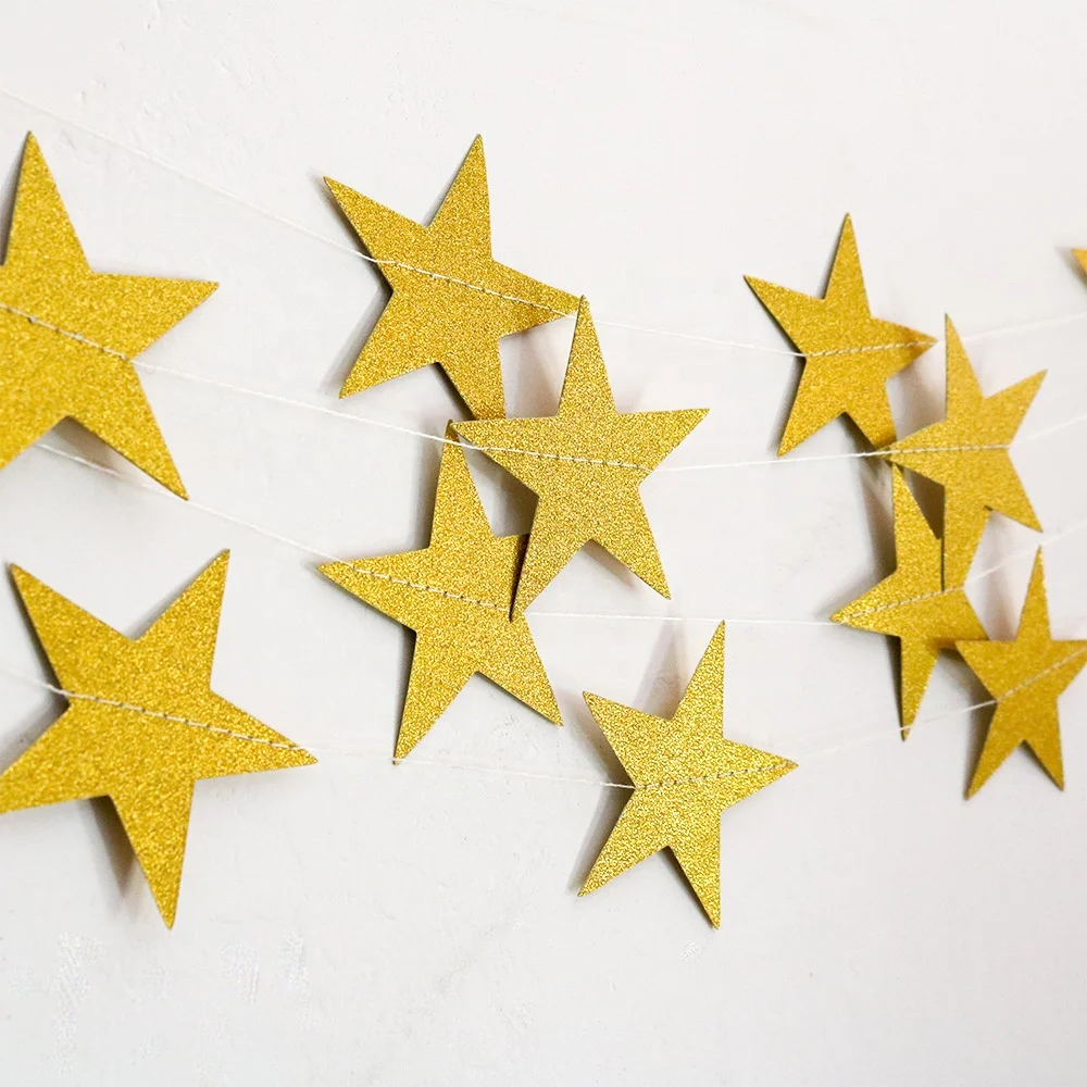 2M Star Glitter Paper Garlands Party Decorations String Wedding Favors