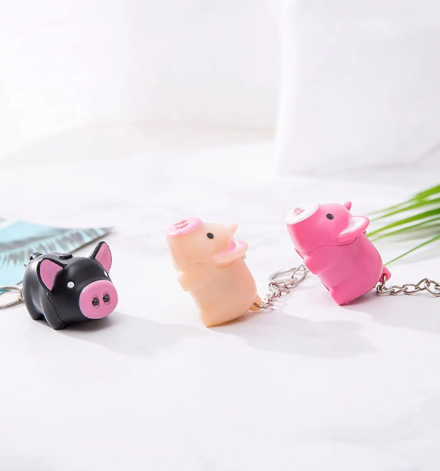 3d свинка дизайн брелки креативные детские игрушки Свинья мультфильм звуковые световые с кольцами для ключей