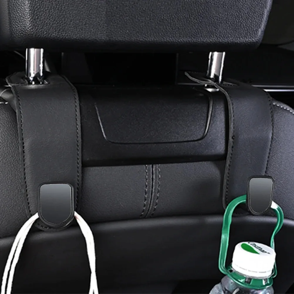 Car Back Seat Hooks Tools Suede Leather Auto Seat Headrest Hooks Storage Hanger Upgrade Automotive Interior Accessories Fastener