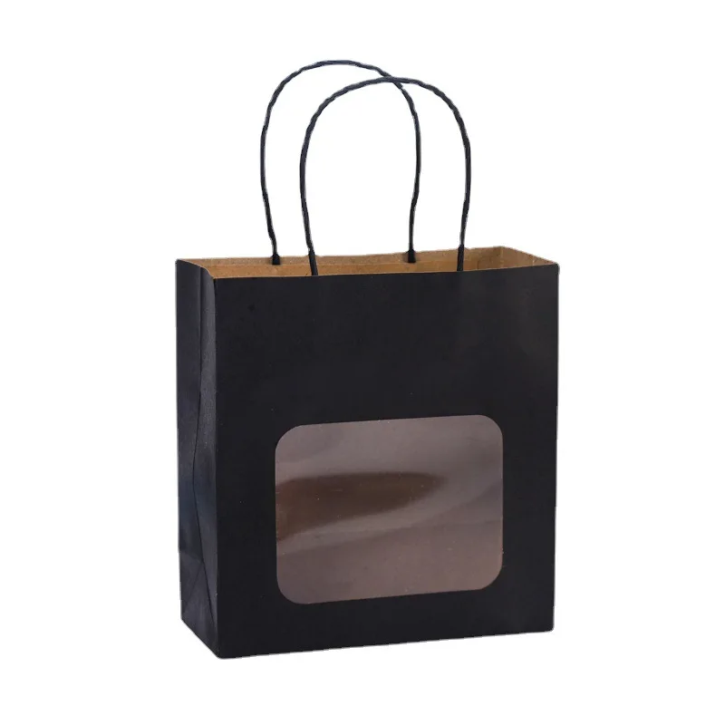 China Manufacturer 100% biodegradable Clear Window Brown Kraft Paper Bags Custom Print Logo