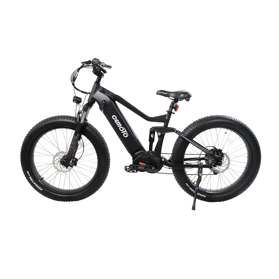 Custom Bafang mid Motor 48V 500W 1000W Men Ebike hidden Battery full suspensions Air shock 26 Inch fat Tire Electric Bicycle