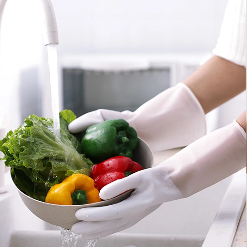 Home Cleaning Dishwashing Silicone Gloves Sponge Rubber Gloves 1 Pair Pack