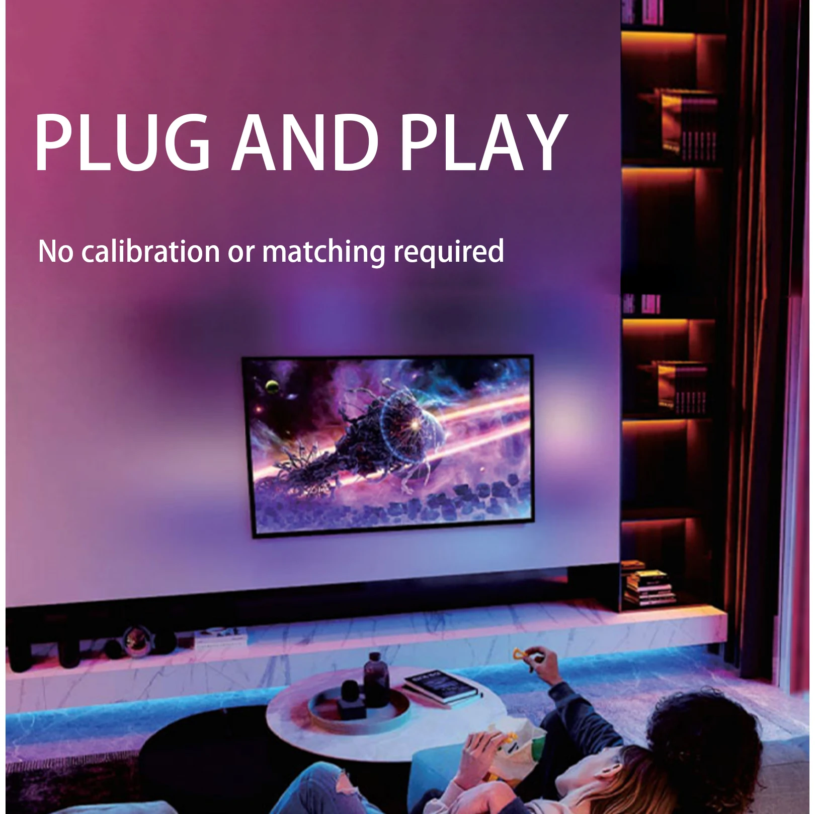 65inch 120inch Plug and play no calibration no latency auto refill dream color 4K Tuya Alexa Google ambient led tape light kit