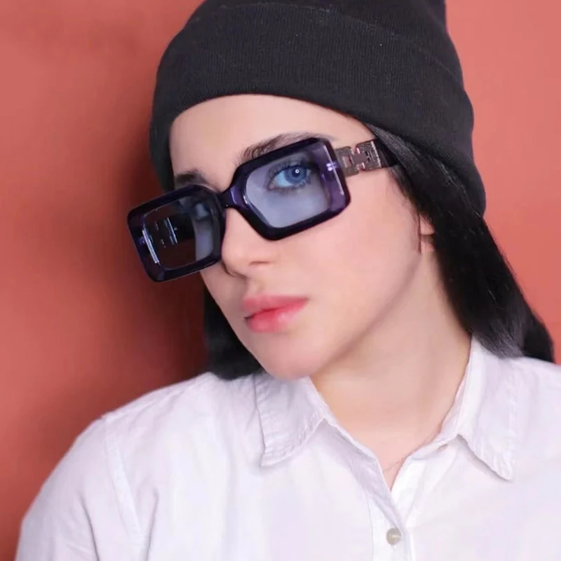 Fashion Luxury Brand Square Sunglasses Women Men 2024 Vintage Rectangle Sun Glasses Trendy Chain Legs Retro Shades Female Uv400