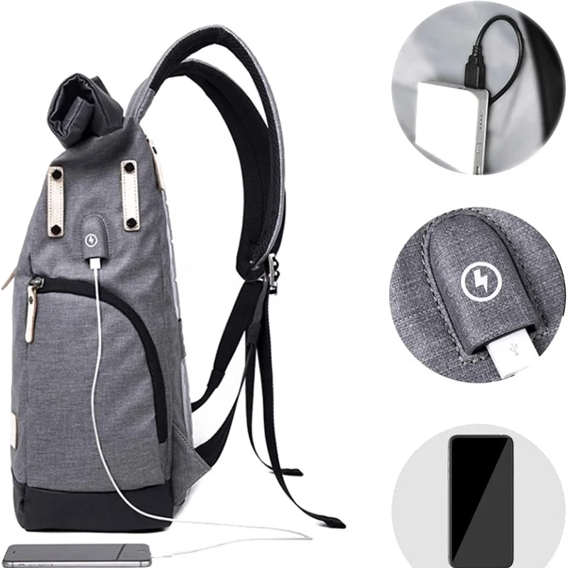 Manufacturer Custom Mochila Fashion Waterproof Oxford Cloth Multifunctional Anti Theft College Laptop Top Roll Rolltop Backpack