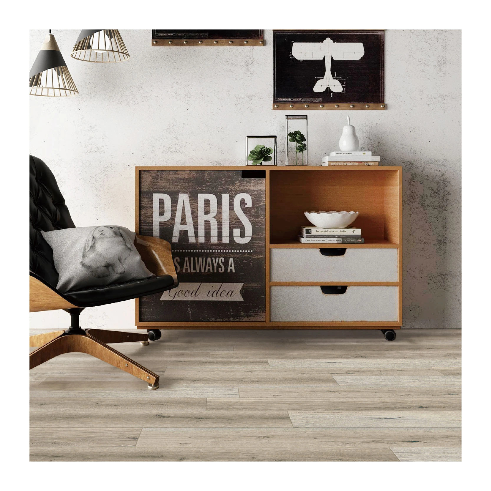 SPC Flooring with Fireproof Wood Design (European Standard)