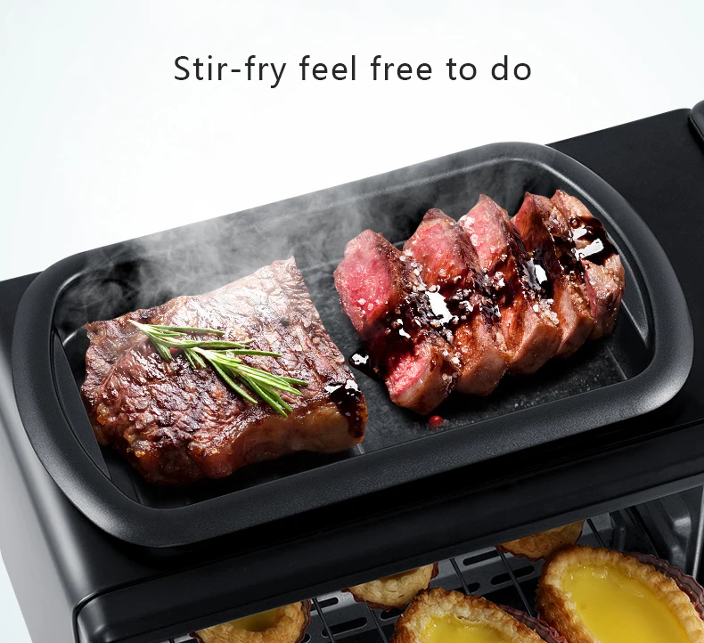 Household 3 In 1 Breakfast Machine 220V Bread Toaster 9L Electric Oven Coffee Maker Pizza Egg Tart Oven Frying Pan Tea Pot