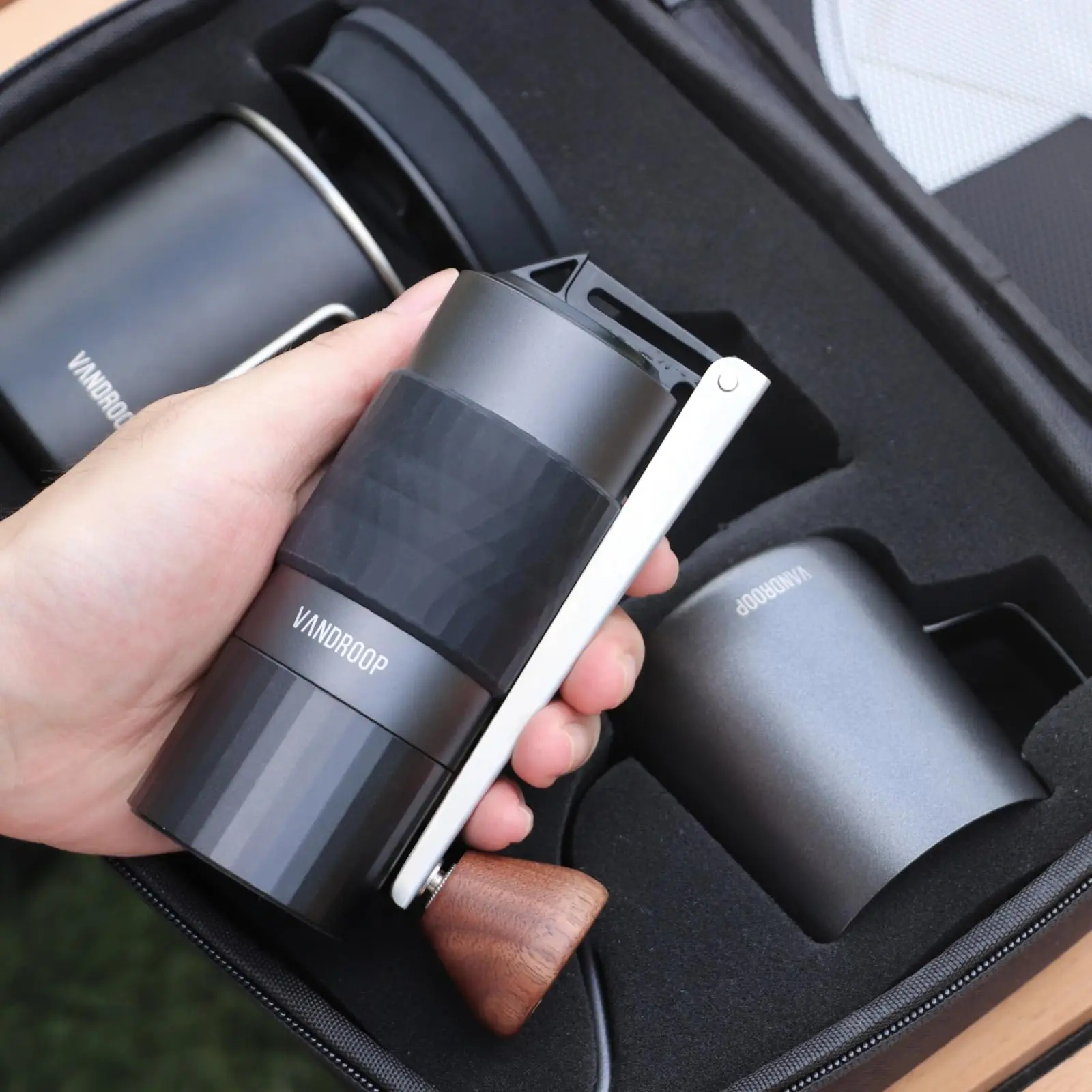 Stainless Manual Coffee Grinder Set-All in 1 Gift Bag Travel Portable Pour Over Coffee Kit Camping Coffee Maker Set