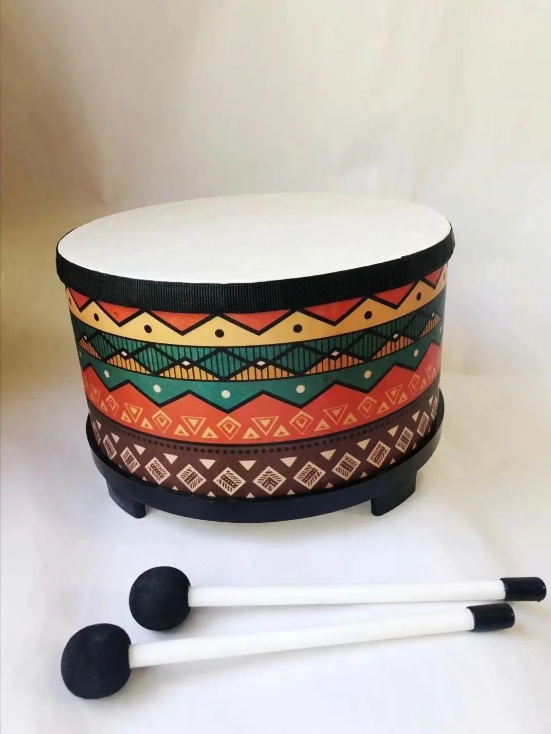 PreSchool Wooden Sheepskin Earth Drum Set Music Percussion Instrument Teaching Aids Floor Tom Low Ton Bass Drum Bobbing drum