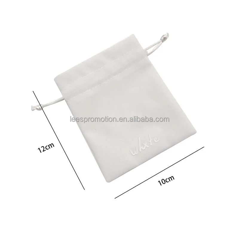 Wholesale white small necklace bracelet rings packaging pouch microfiber suede jewelry drawstring pouch