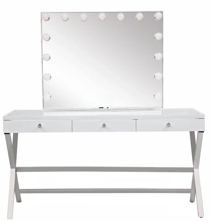 Latest arrival customized modern design household girls vanity dressing makeup mirror table with led lights