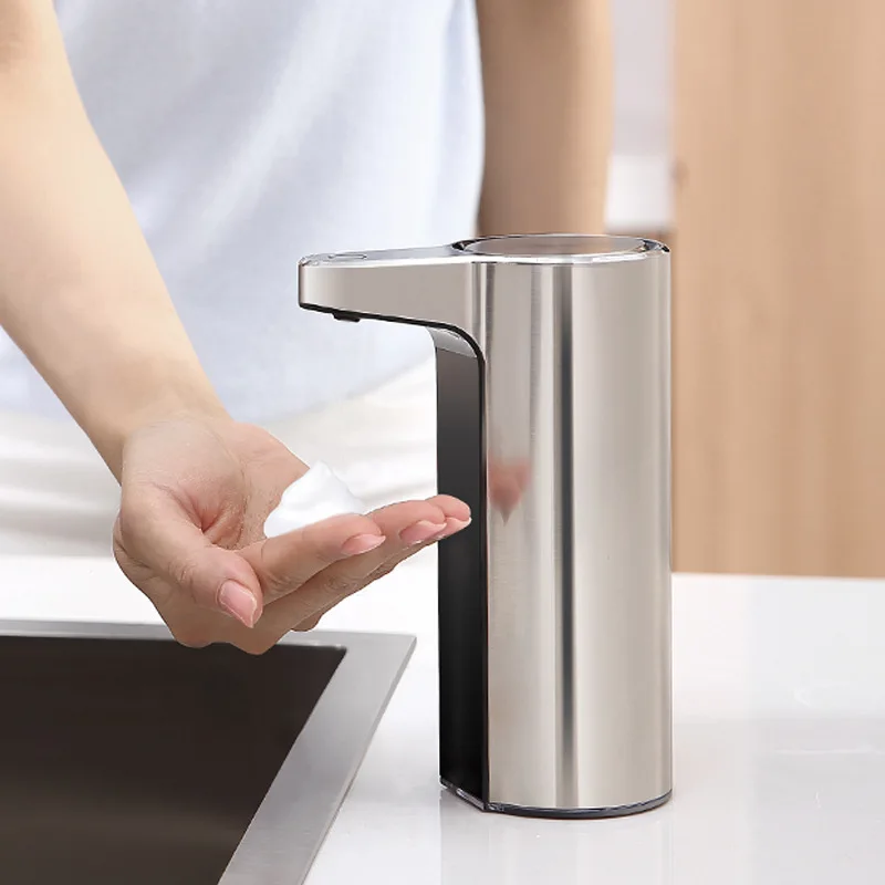 Premium Chrome Touchless Battery Operated Electric Automatic Soap Dispenser Adjustable Soap Dispensing Volume Control Dial