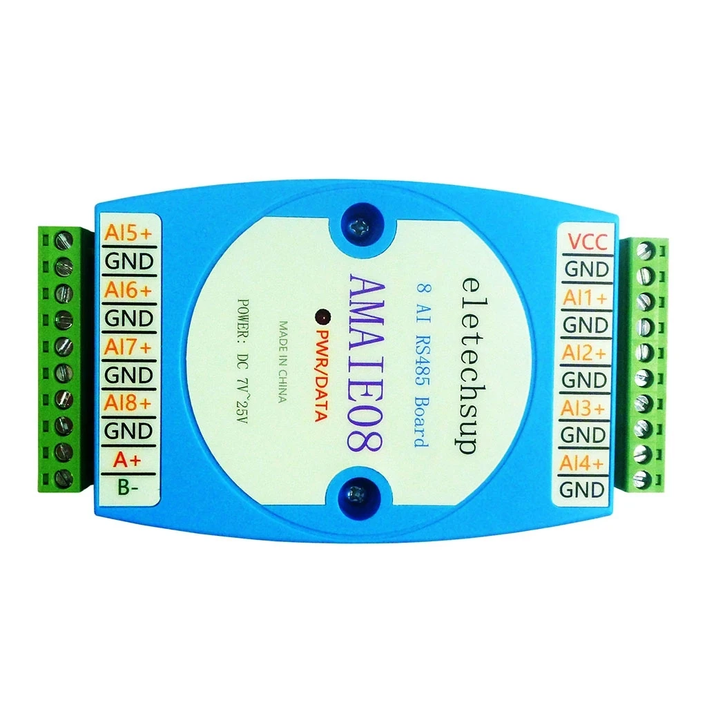 8ch 12V-24V 4-20MA/0-20MA Current Collector Module RS485 MODBUS RTU Board for Shunt Hall fluxgate Pressure 2/3-wire Sensor