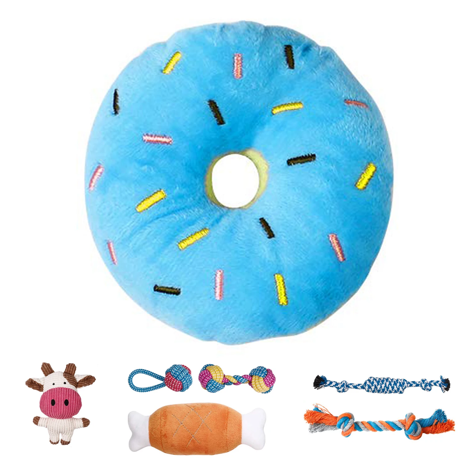 
2021 amazon wholesale chew durable donut cute small large rope new type soft interactive training cotton eco friendly dog toys 