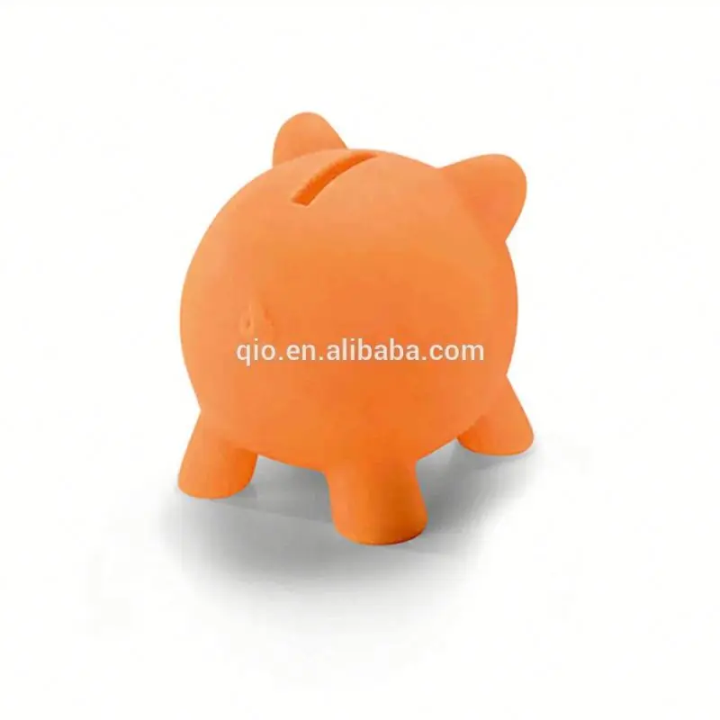 piggy shaped plastic pvc coin bank and money box coin can with bottom lid