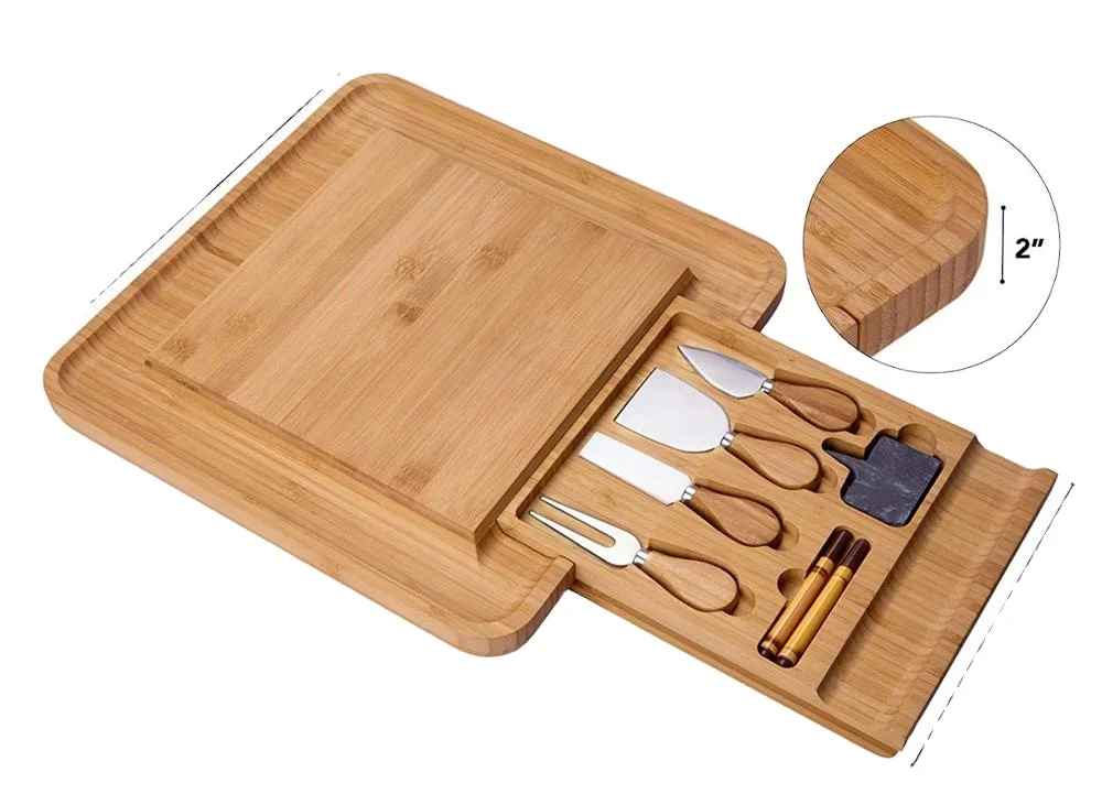 Bamboo charcuterie Board Set  Cheese Board with Knife Set Best for Wedding Housewarming Gift Cheese Board Set