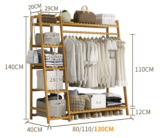 Factory top quality Bamboo 4 Tier custom hangers for coat designer standing coat hanger