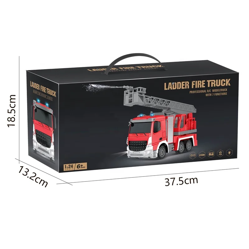 7 Channel 1:24 RC Fire Truck Toy 2.4G Kids Remote Control Car Fire Fighting Vehicle Toy