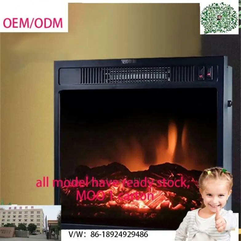 OEM/ODM multi-stage flame size and temperature adjustment heating electric fireplace with power-off protection device