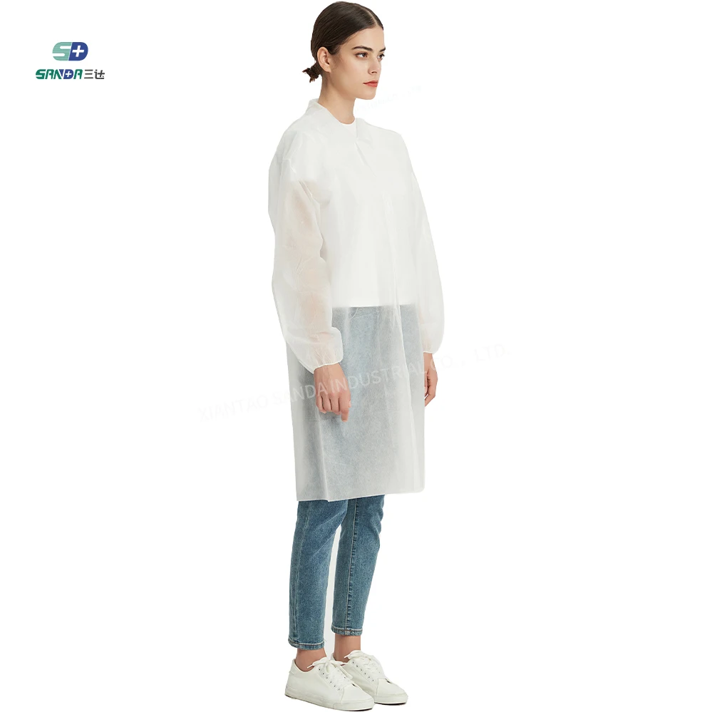 OEM Medical Protective Clothing for Hospital Nurses White Disposable Lab Coat  Doctors Water Resistant with zipper Uniforms