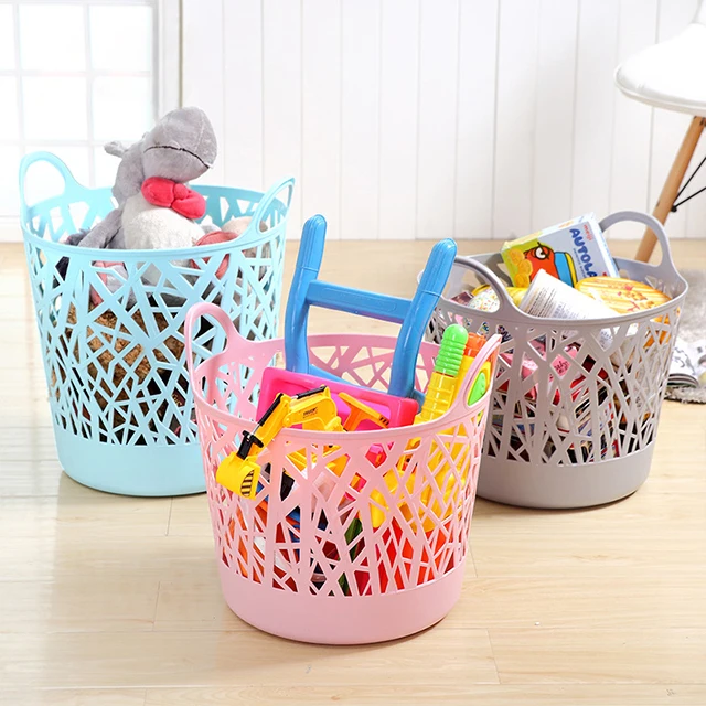 20L 45L plastic storage foldable cheap basket organizer with handles wholesale