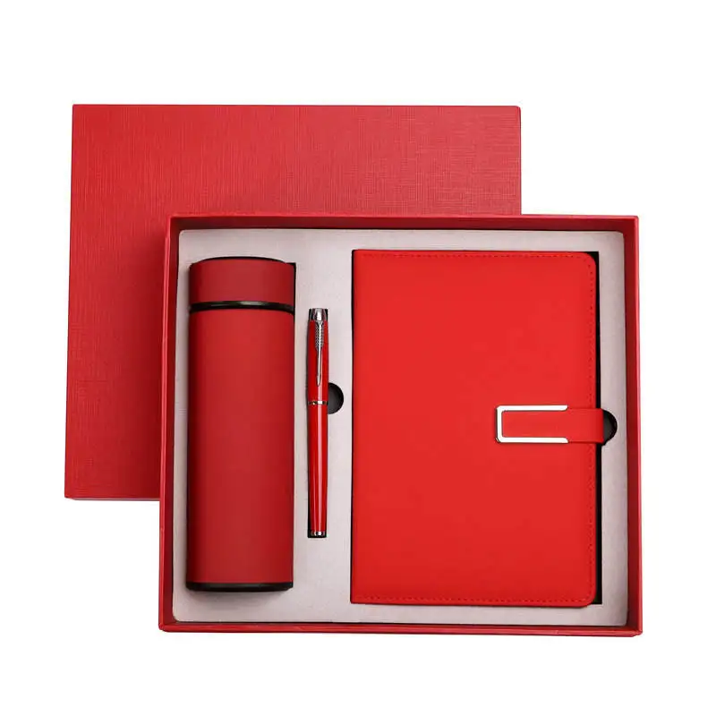 HYF 2023 Trend souvenir corporate gifts custom logo A5 notebook set diary with pen and stainless steel water bottle box set