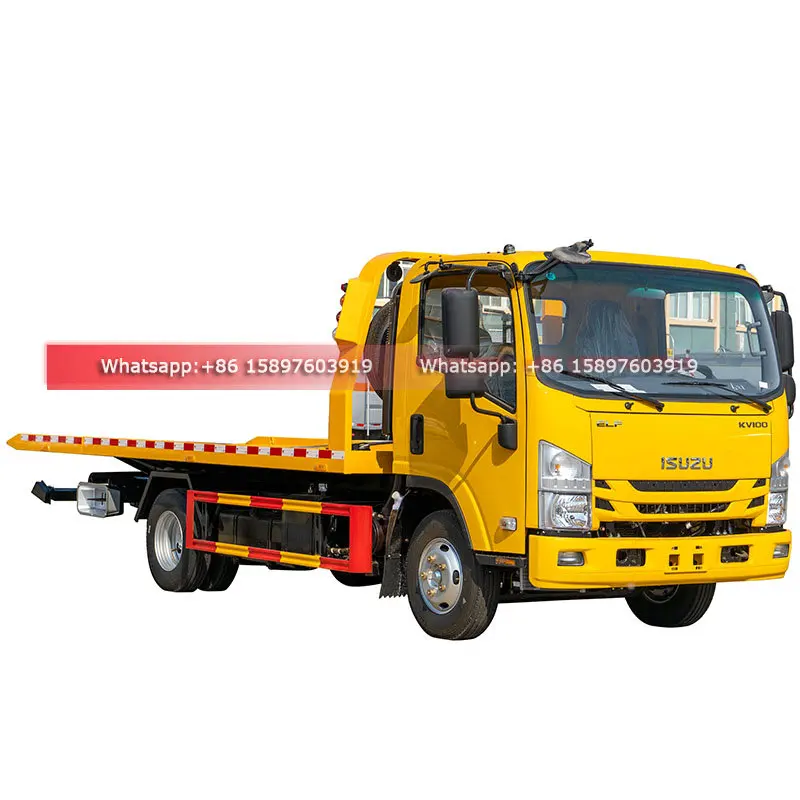 ISUZU KV100 Tow Wrecker Truck 5.3Meter Flatbed Recovery Truck Good Price For Sales
