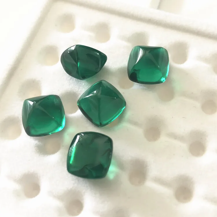 Roomy 5A Loose Jewelry Gemstone Emerald Green Spinel square cabochon stones