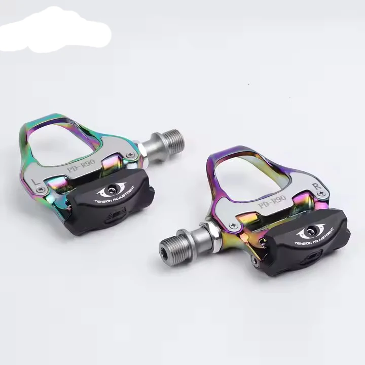 XUNTING Aluminum Alloy Ultralight Pedal Rainbow Multicolour Electroplating Sealed Bearing Self Lock Bicycle Pedal