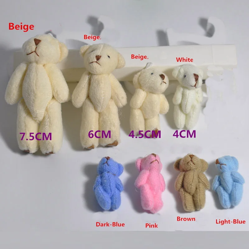 hot selling 4CM cute plush joint teddy bear stuffed toy small stuffed joint teddy bear plush toy for keychain pendant